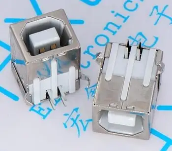 

20pcs USB B female Connector Plugs USB B 4Pin 90 degree USB B Type steel Printer USB Connector Printing Plug Adapter HY050-2
