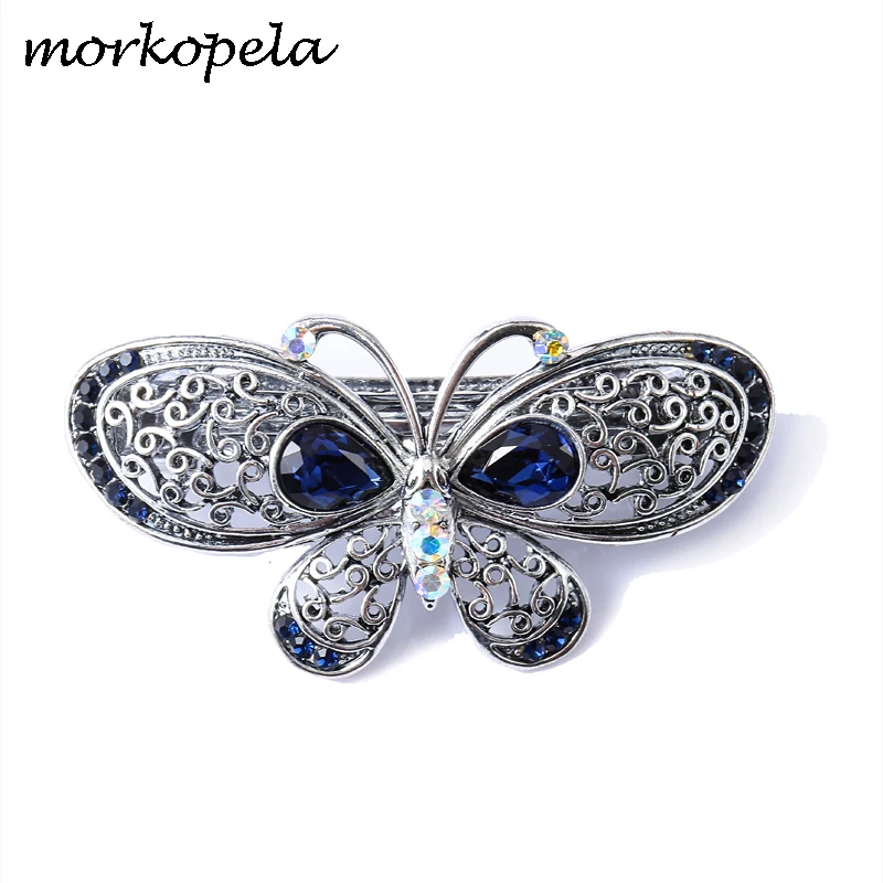 

Morkopela Vintage Butterfly Hair Clip Crystal Hair Jewelry Banquet Women Hairpin Clips Barrettes Metal Hair Accessories