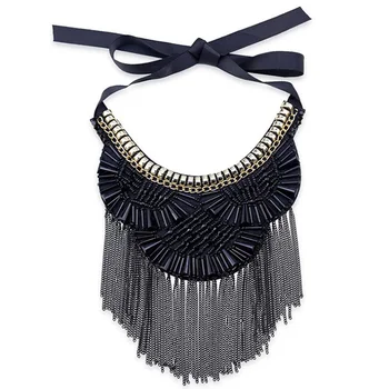 

ZHINI Hot Sale Bohemian Tassel Handmade Resin Collar Necklace Pendant Women Fashion Clothing Accessories Trendy Choker Necklaces