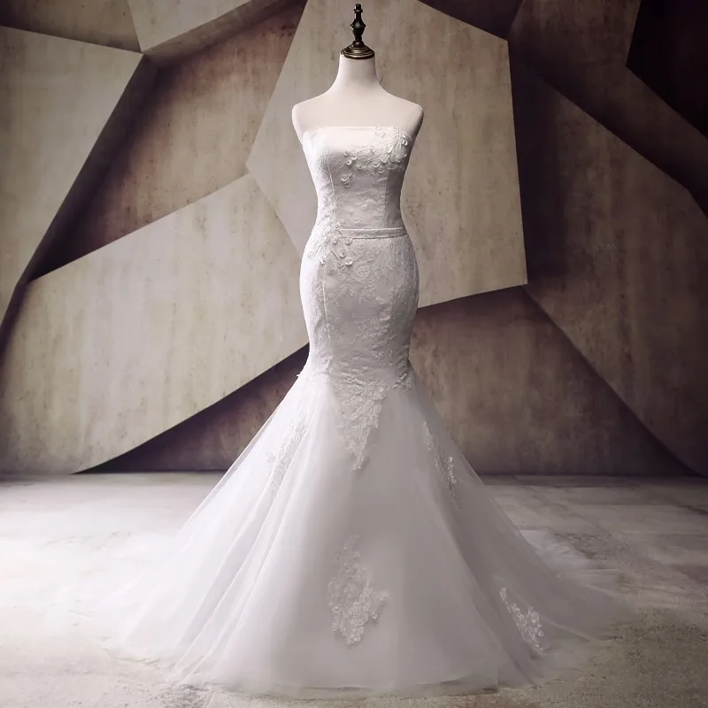 Robe De Mariage Mermaid Wedding Dress 2017 Strapless Neckline