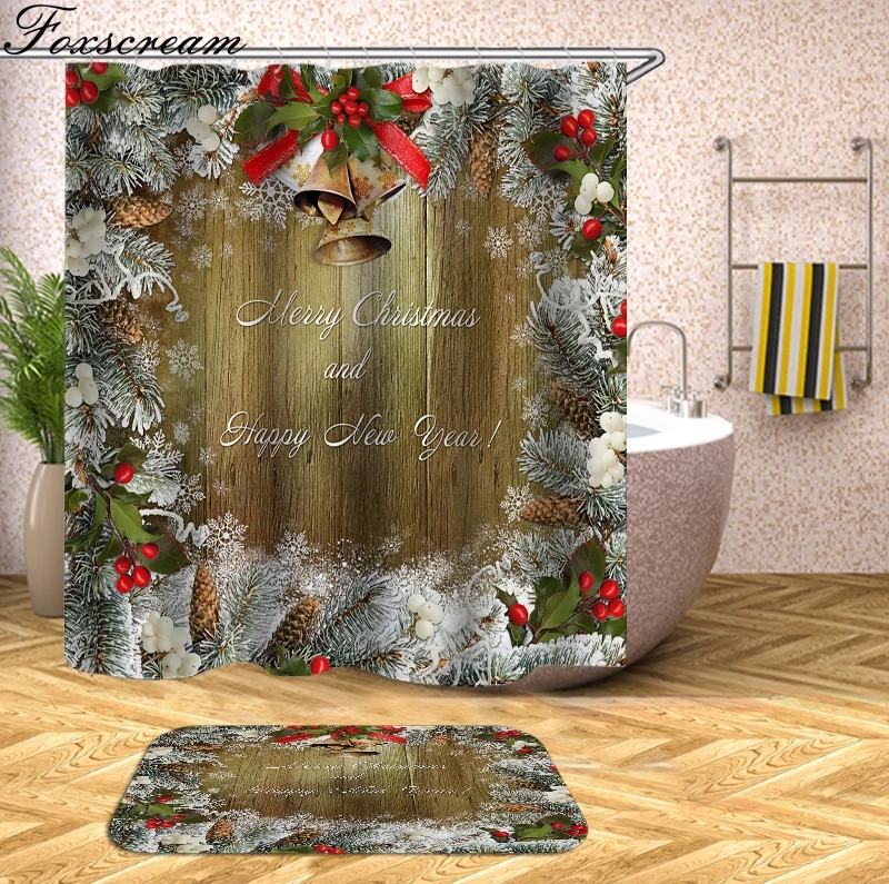 Merry Christmas Decor Shower Curtains Santa Claus Shower Curtain Sleepy