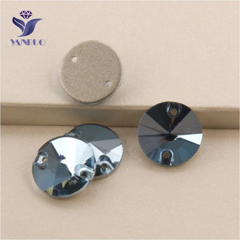 

YANRUO 3200 All Sizes Aquamarine Flatback With 2 Holes Crystal Sew On Stones Strass Rivoli Shape For Bags