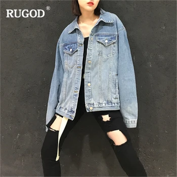 

RUGOD Fashion Female Casual Jacket Coat with Button Solid Turn-down Collar Single Breasted Wide-waisted Outerwear For Women