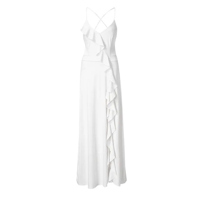 Women's Fashion Solid Sexy Dress Ruffle Blackless Sleeveless Irregular Dress 2019 New Arrival Robe Femme Vestidos H26 (7)