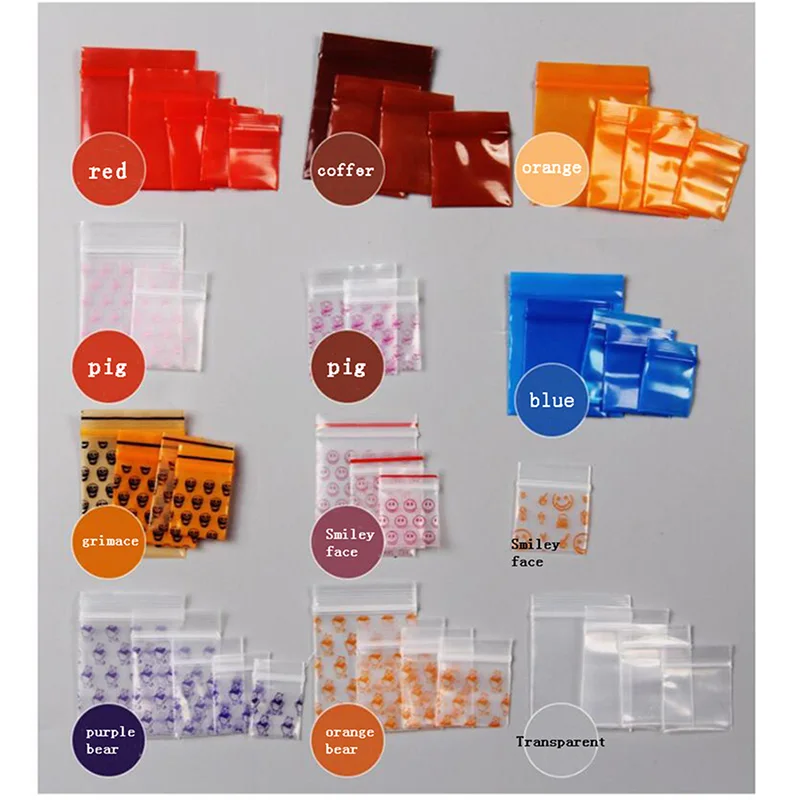 Mini PE Zip Lock Bags, Small Items Storage Bag, Plastic Packaging