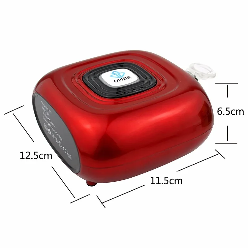 OPHIR красный цвет мини воздушный компрессор с 0,3 мм Аэрограф Комплект для красоты эссенция распыления боди-арт тату загара Set_AC123R+ AC124