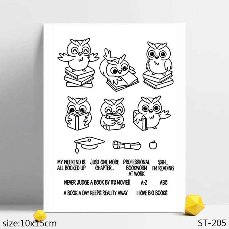 

AZSG Cartoon Style Lovely Bird Owl Clear Stamps/Seals For DIY Scrapbooking/Card Making/Album Decorative Silicone Stamp Crafts