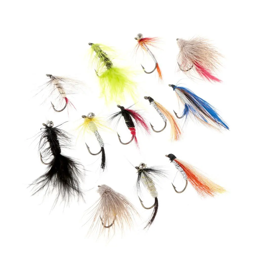 Fly Hook Fishing/ Fishing Lure with Feather Angling 12 Piecesin