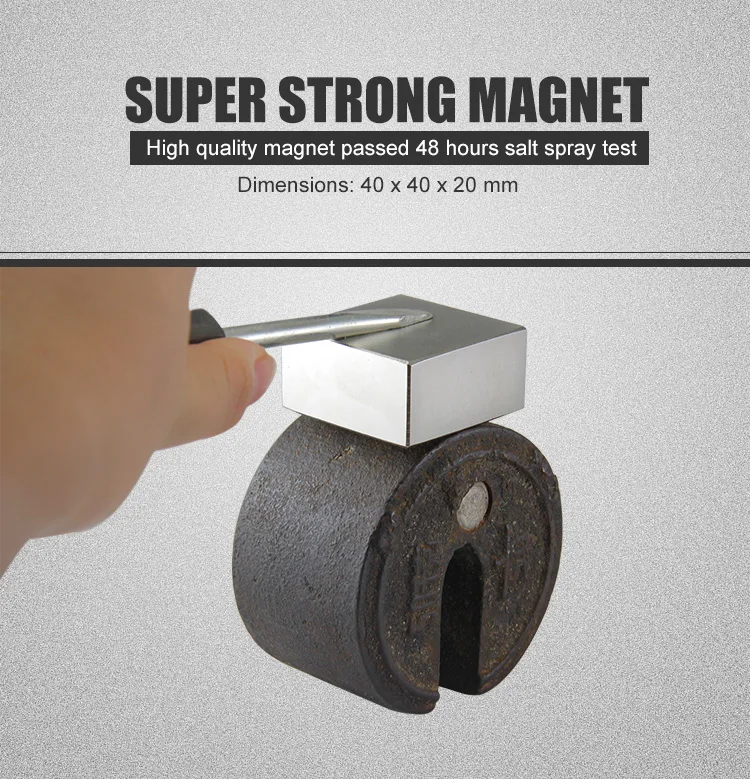 1 шт. Блок 40x40x20 мм N52 супер сильная тяговая сила 84 кг магниты неодимовый магнит Высокое качество 40*40*20 редкоземельный