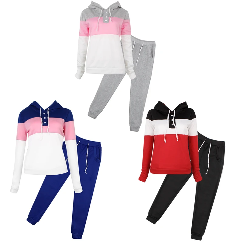 

1Set Women Casual Tracksuit Hoodie Sweatshirt Sweater Pants Sports Jogger Outfits Set