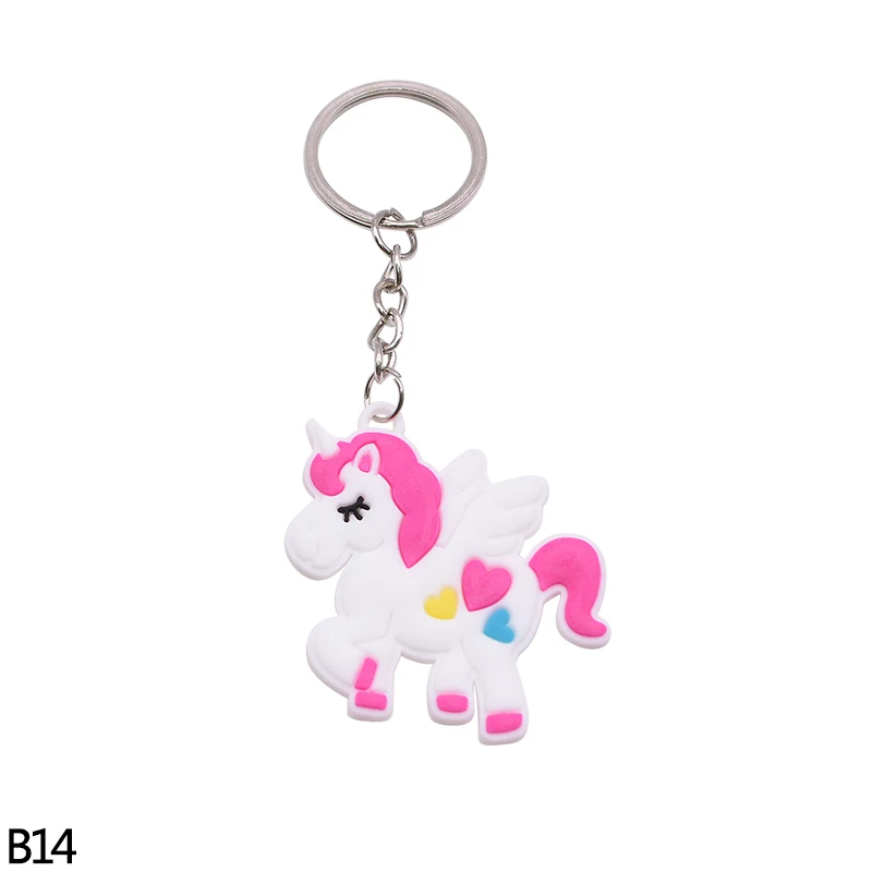 5/10pc Rainbow PVC Cute Animal Horse Unicorn Keychain Alloy Key Ring For Men Women Bag Phone Car Key Chian Decoration Gift Favor - Цвет: B14