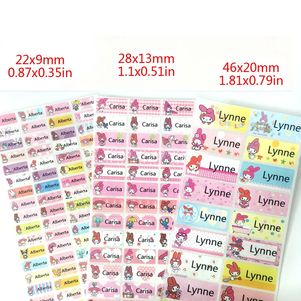 

Girls Cute Bunny Custom Name Stickers Cute Bunny Cartoon Rabbit Waterproof Personal Tag Labels Set Scrapbook School Stationery