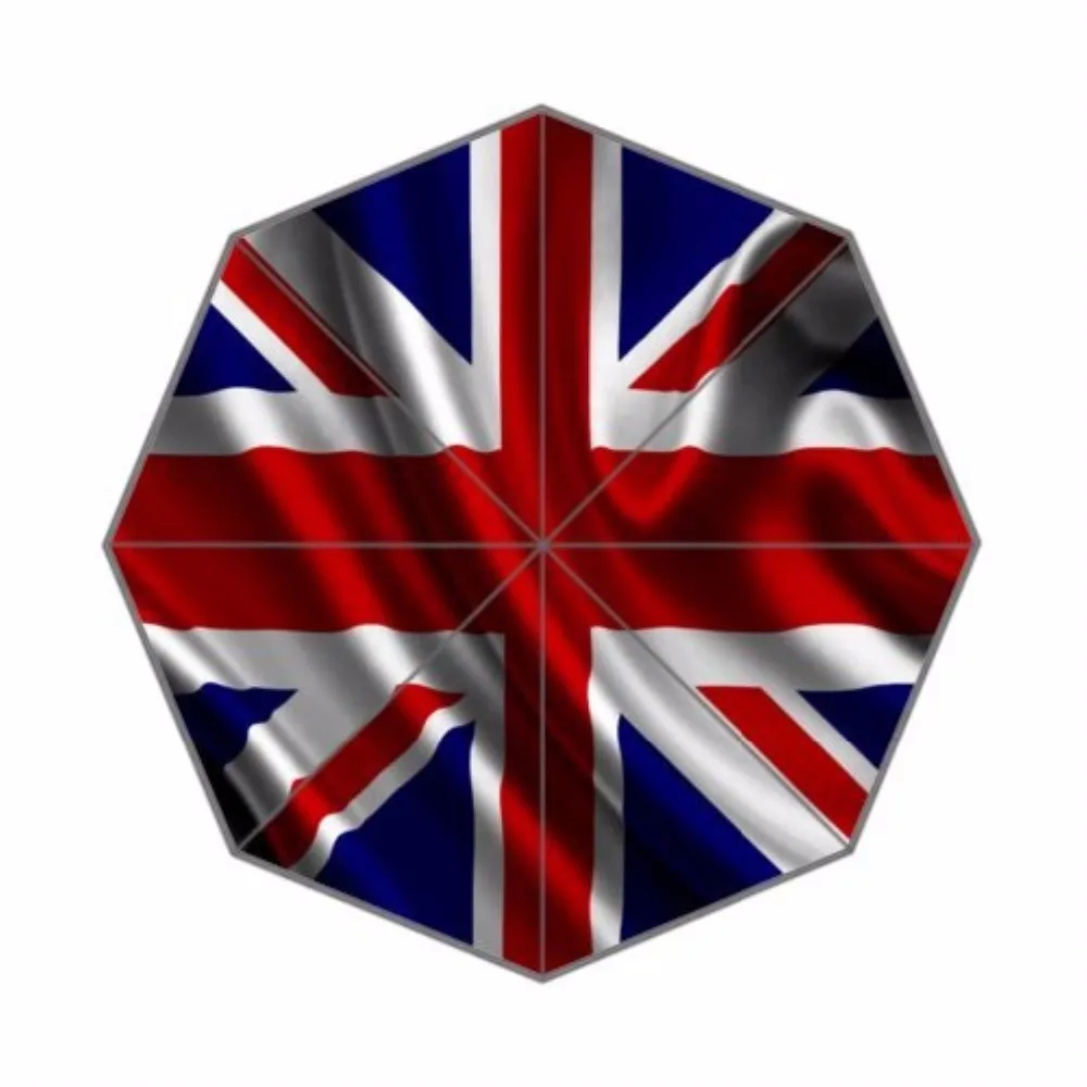 

British Flag Print Foldable Rain Umbrella 3 Folding Parasol Sun Protection Anti-UV 100% Fabric And Aluminium Umbrella for Women