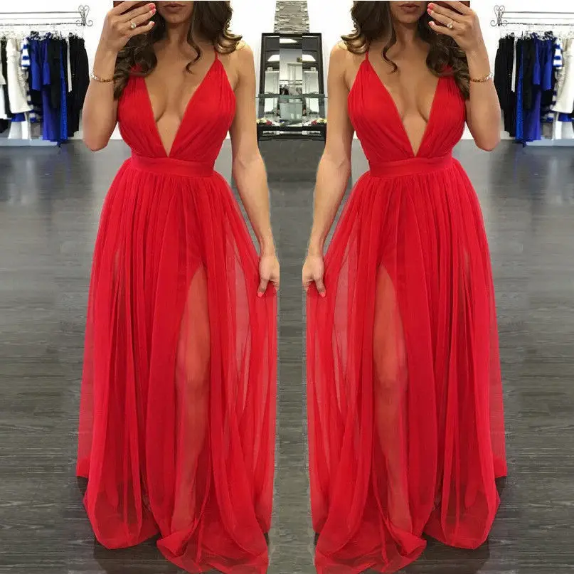 Red Chiffon Maxi Dress