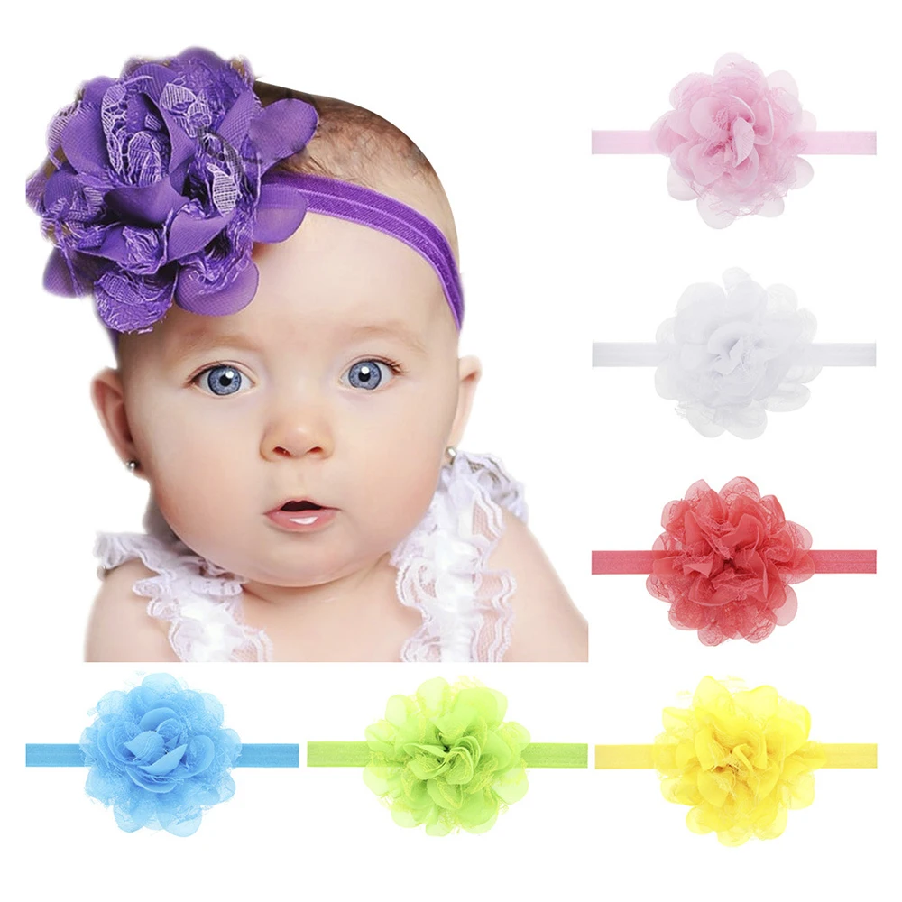 Buy 1 Pcs Baby Girl Elastic Chiffon Lace Hairband Baby