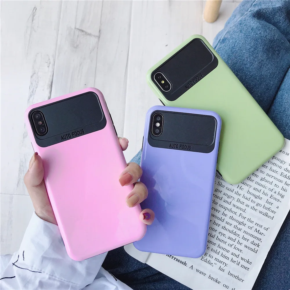 

Solid Color Silicone Couples Cases for Iphone XR X XS Max 6 6S 7 8 Plus Cute Candy Color Soft Simple Fashion Phone Case Mirror