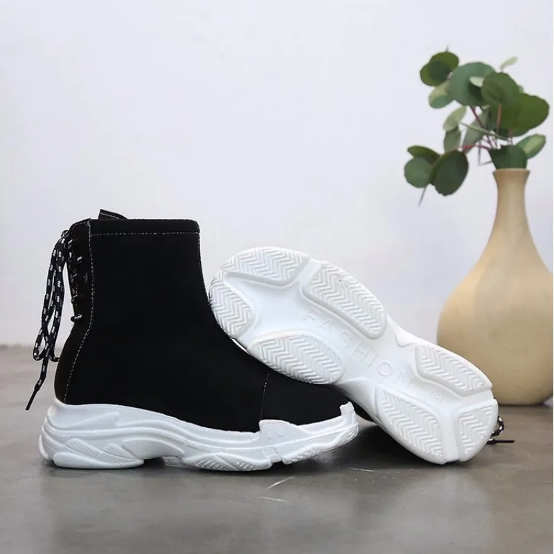Martin BOOTS Womens 2018 autumn new style short suede thick bottom laced walking shoes outdoor antiskid fitness women's shoes