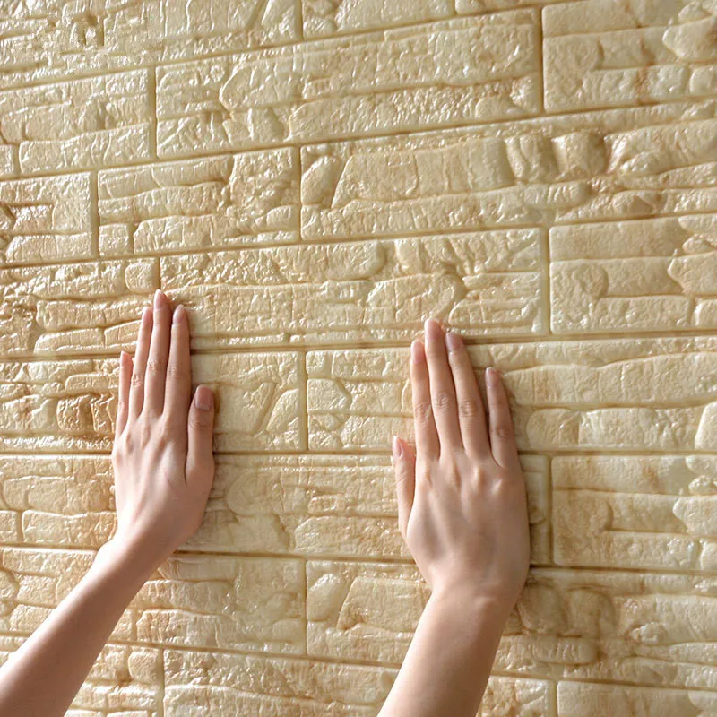 

Self-adhesive wallpaper 3d stereo Brick pattern Sticker Foaming living room TV background soft anticollision solid wall atickers