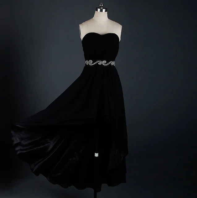 black dress short in the front long in the back