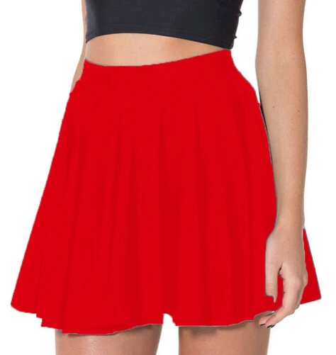 9 Colors Solid Women Summer Black Skirts Above knee Red Blue Silver Green Pink Yellow Skater Skirts S To 4xl 9 Colors Solid Women Summer Black Skirts Above knee Red Blue Silver Green Pink Yellow Skater Skirts S To 4xl
