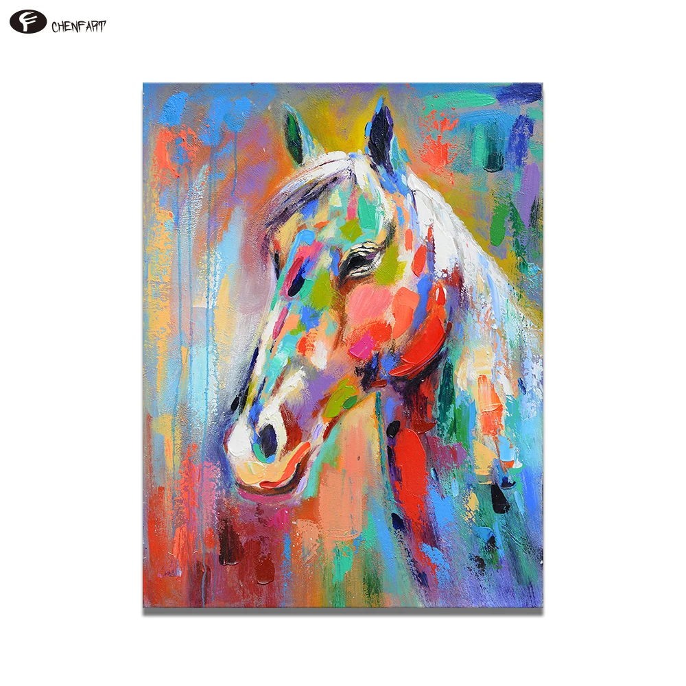 CHENFART Dinding Lukisan Seni Kanvas Hewan Dekorasi Rumah Kuda