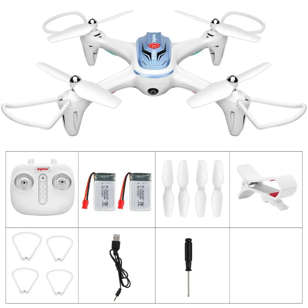 2 батареи SYMA Officail X15W Дрон с камерой HD 0.3MP FPV в режиме реального времени передача RC вертолет Дрон Квадрокоптер - Цвет: SYMA X15W White