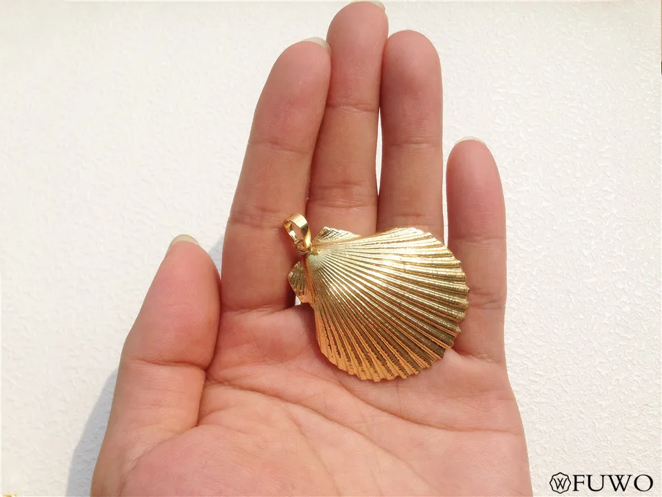 Natural Gold Scallop Shell Pendant 10