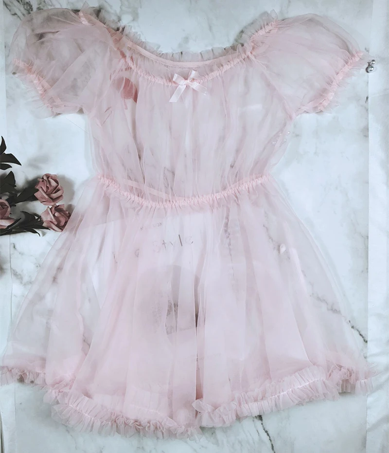 Черное, белое, розовое, прозрачное, милое, сексуальное, кружевное нижнее белье, Милая принцесса, ночная рубашка, ночное белье, Лолита, кавайное, шифоновое платье