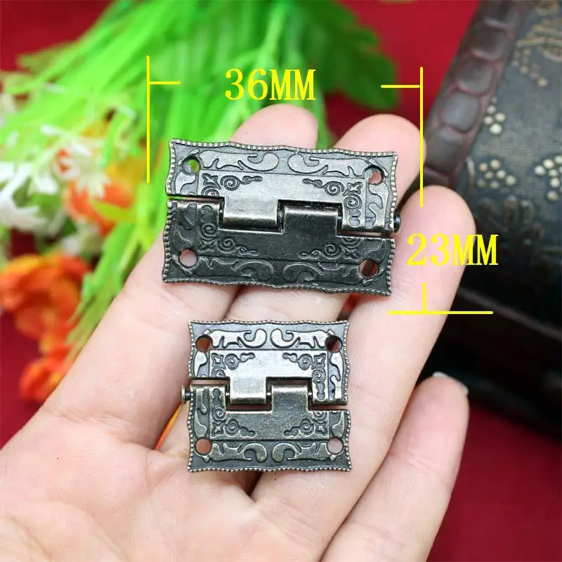 36*23MM 50pcs bisagras antique brass carved hinge for wooden jewelry
