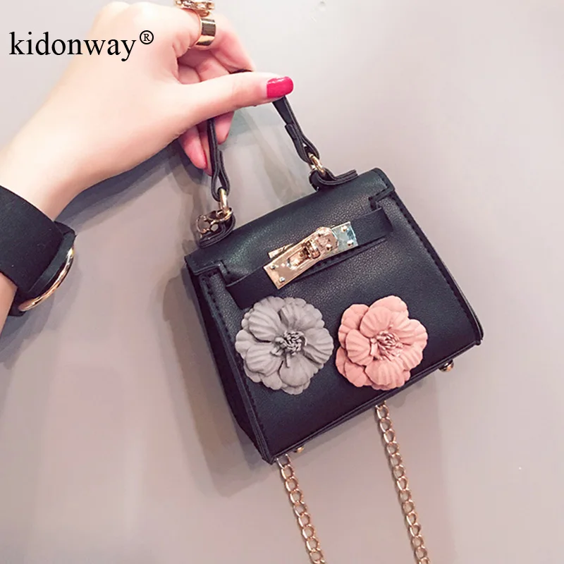 KIDONWAY 2018 New Mini Kids Purses Little Girls Handbag with Flower