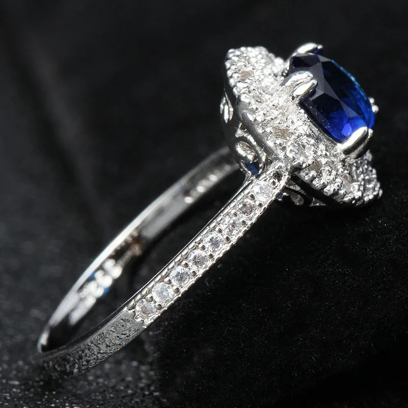 Модное солнцезащитное кольцо из натурального голубого сапфира S925 Серебряное кольцо с натуральным драгоценным камнем Женская Свадебная вечеринка подарок ювелирные изделия