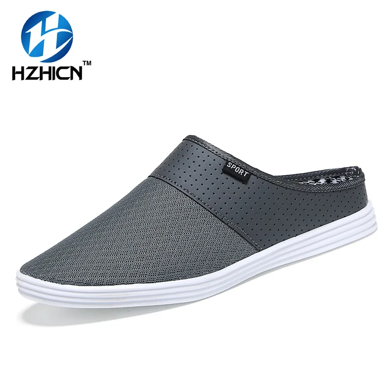 HZHICN New Summer Men Shoes Breathable Men Casual Shoe 2017 Fashion Soft Light Mesh Shoes Men Loafers Slip-on Flat Sandals Black baby girl boy bling first walkers toddler soft sole sports shoes breathable children s anti slip shoe light cool summer new in