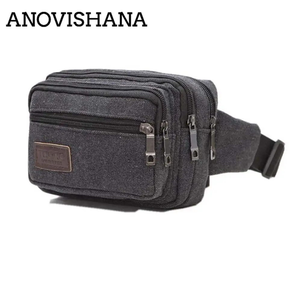 

Large Capacity Non-slip Waist Bag 4 Zip Pockets Durable Military Travel Hiking Sport Bum Bag Hip Breathable Adjustable (Black)