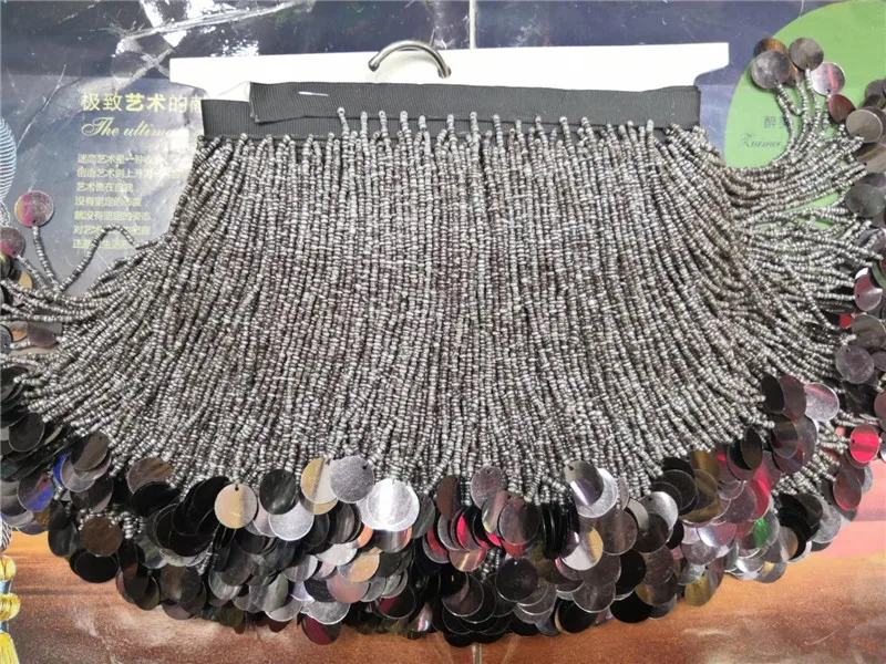 

high class beaded Fringe Ribbon Trim Fringe Tassel Lace Trim with big sequins YG-866 with good quality