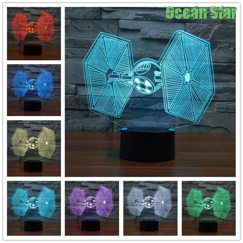 Творческие подарки Star Wars Tie Fighter лампа 3D деко видения настольные Lampara LED USB 7 цветов Изменение младенца спать ночью свет