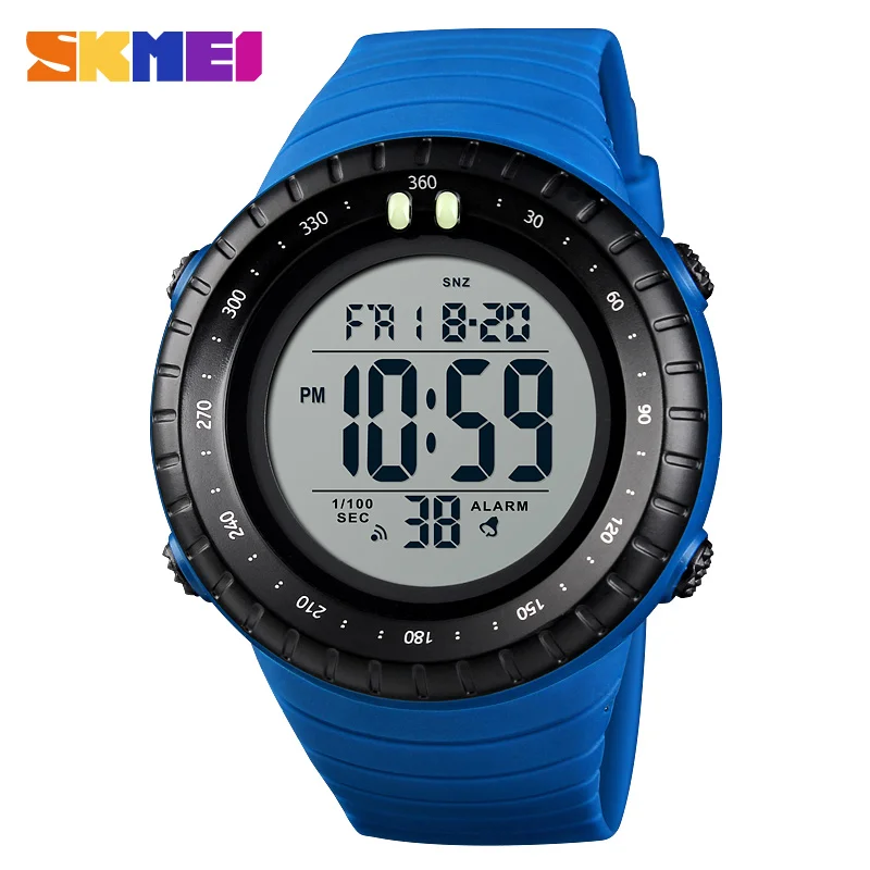 SKMEI, мужские спортивные часы, светодиодный, цифровой, водонепроницаемый, Wristwatchh, будильник, для улицы, двойное время, часы, спортивные, для плавания, Relogio Masculino 1420 - Цвет: Синий
