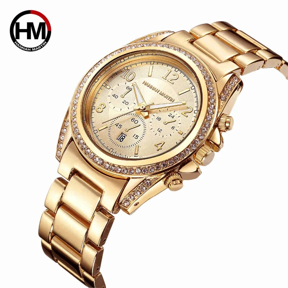 Prix Top Marque De Luxe Montres À Quartz Femmes Rose Golded Diamant Strass Montre Femme Main Montre Calendrier Montre Bracelet Étanche