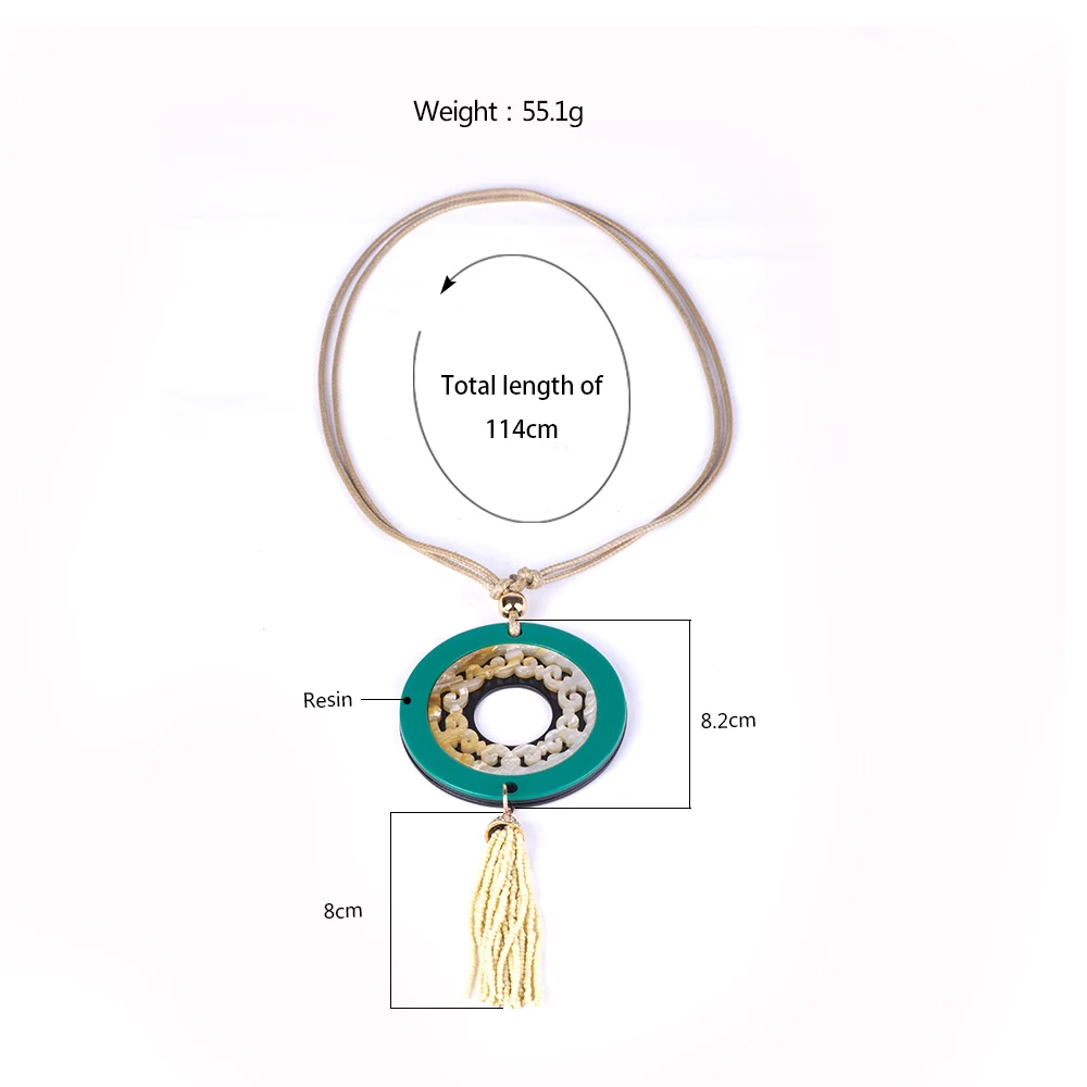 Vintage Bohemian Acrylic Pendant Tassel Necklaces Women Long Rope Chains Big Circle Geometric Resin Necklace Fashion Jewelry (7)