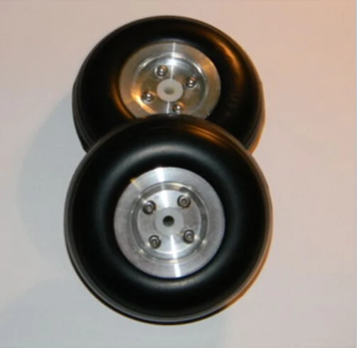Cheap 1 Pair of 3 inch / 76mm 5mm Hole RC Airplane PU Wheels with Dia-Casting Aluminum Hub