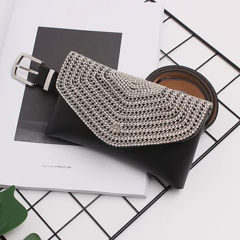

BLINGBLING Fashion Rhinestone Bag Fanny Pack Travel Waist Belts With Phone Bag Money Belt PU Leather Pouch Waistband 2019