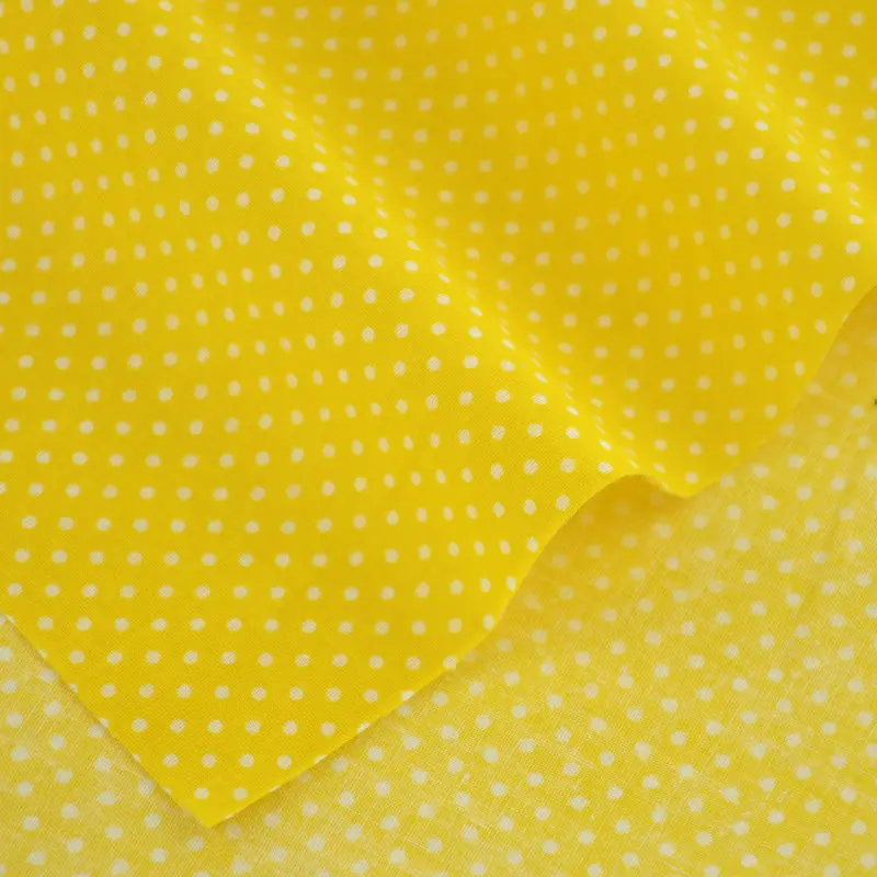 Booksew Yellow Cotton Plain Fabric Lovely White Dots for Curtain Pillow Tilda Doll Patchwork Telas Tecido Tissue Art Work