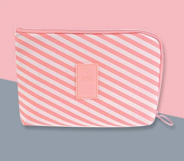 Luluhut дорожная сумка для хранения вещей с цифровым кабелем для хранения данных сумка на молнии посылка для проводов портативные карманы для хранения косметики - Цвет: pink - stripe