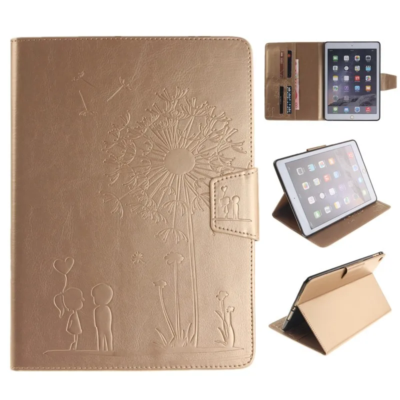 Tablet Cover For Apple Ipad Air 2 Case Magnet Stand Wallet Flip Embossing Lovers Dandelion Luxury Retro Card Holder For IPad 6 (3)