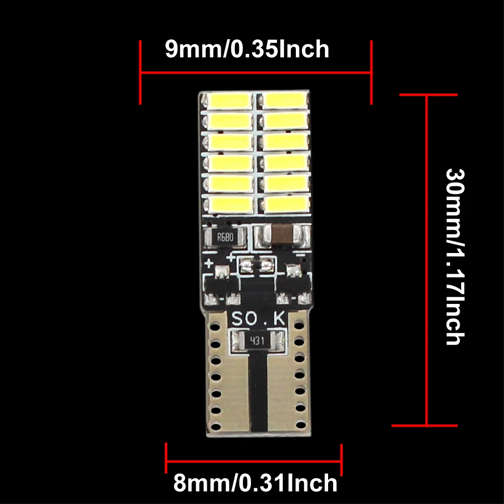T10 светодиодный W5W 4014 SMD 24 светильник для автомобиля стояночный зазор лампа чтения