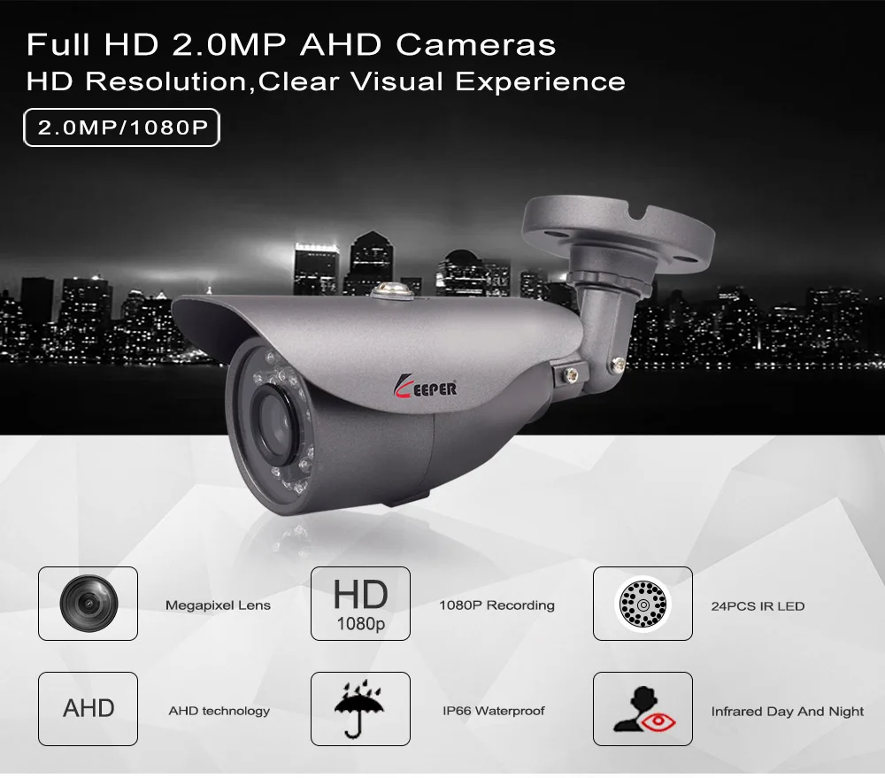 Kepper AHD аналоговый Высокое разрешение видеонаблюдение 2500TVL 2.0MP 1080P AHD Безопасность водонепроницаемый камера видеонаблюдения Ночное видение