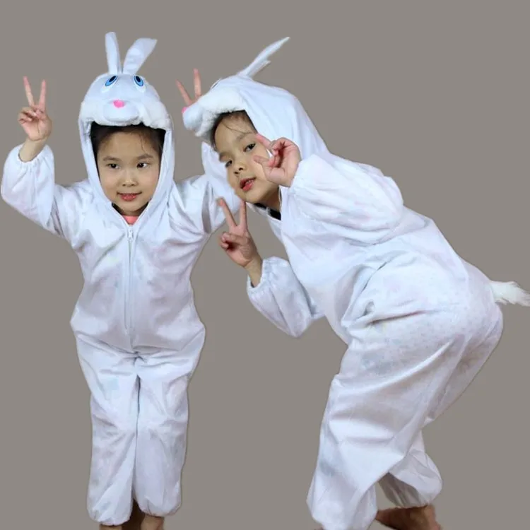 Детские костюмы на Хэллоуин с изображением животных, слона, динозавра, тигра, петуха, зебры, волка, козла, обезьяна и лягушка, комбинезон для мальчиков и девочек - Цвет: Rabbit