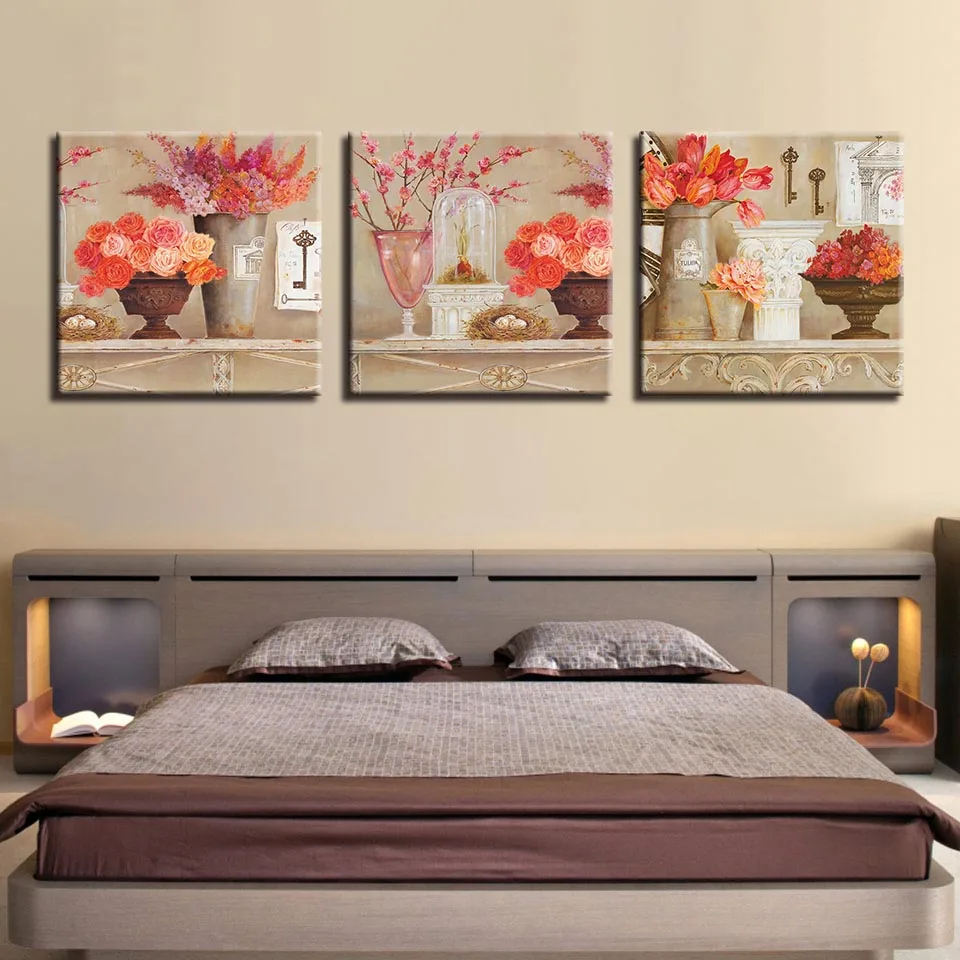 Poster Canvas Painting Fashion Vintage Home Decoration 3 Panel Flower