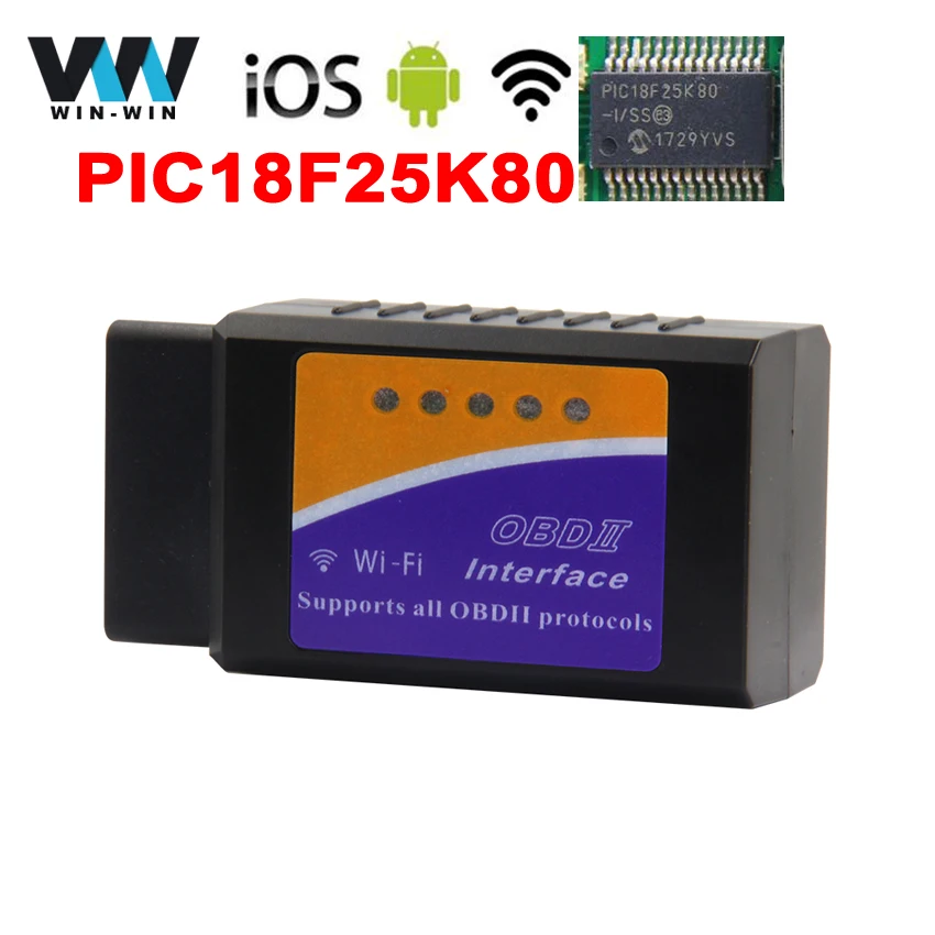 

Elm327 v1.5 Wifi OBD2 Scanner for Android / IOS Auto Diagnostic Reader elm 327 wifi Support SAE J1850 With PIC18F25K80
