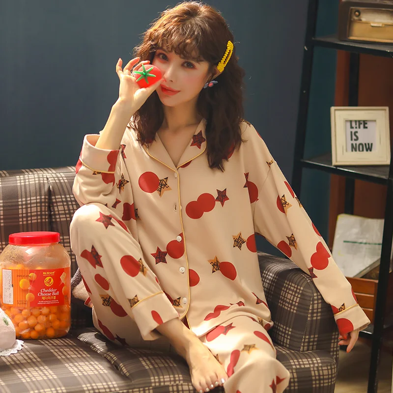 

M-3XL Plus Size Women Sleepwear Set 2019 Autumn Winter Warm Comfortable Simple Cotton Women's Pajama Set Cardigan Button Pyjamas