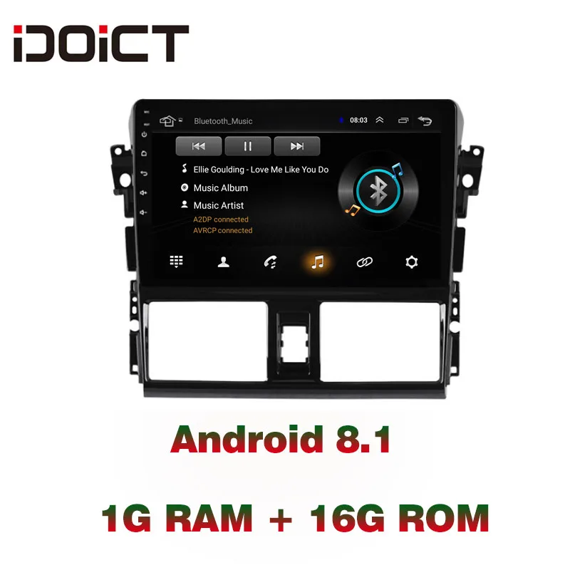 

IDOICT Android 8.1 Car DVD Player GPS Navigation Multimedia For Toyota Vios Yaris Radio 2014-2016 car stereo bluetooth